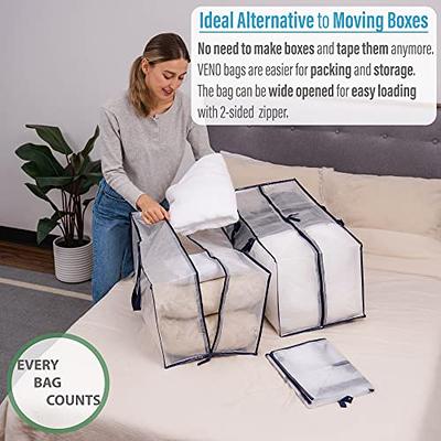 12 Pack Heavy Duty Extra Large Moving Bags with Backpack Straps & Large  Vacuum Storage Bags Moving Supply Combo, Moving Totes with Handles &  Zippers