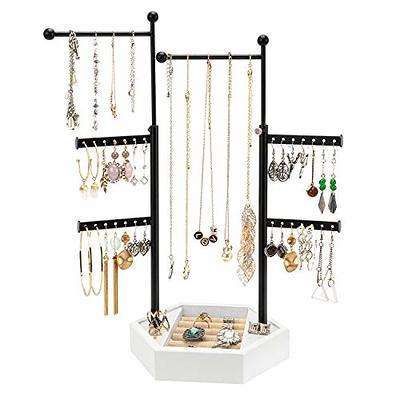 Sagler Jewelry Organizer - 6-Tier Earring Holder Rack For 140 Pairs -  Compact Stand For Jewelry - Clear Acrylic Necklace Holder - Foldable 