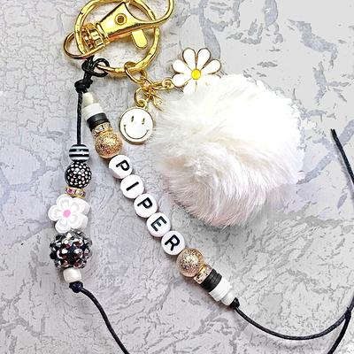 Personalized Name Fur Ball Keychain