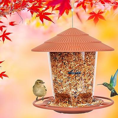 Hanging Bird Feeder Squirrel Proof for Outdoor Wild Bird Seed, Outside,  Garden Yard Decoration (Brown)