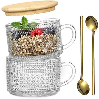 Glass Cup with Bamboo Lid & Spoon