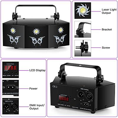 RGB Stage Laser Light 9 Lens DJ Disco Party Lights Sound Activated Strobe  Light with Remote Control for Birthday Wedding Bar Dance Show