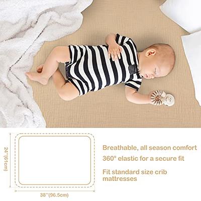 BreathableBaby All-in-One Fitted Sheet & Waterproof Cover for 52 x 28 Crib Mattress (2-Pack) - Beige