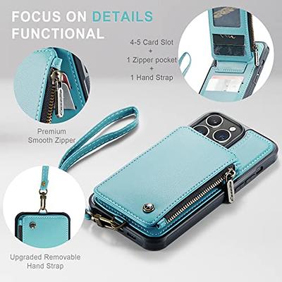  DKDKSIP for iPhone 14 Pro Max Wallet Case for Women, Support  Wireless Charging with RFID Blocking Card Holder, Leather Zipper 2 in 1  Detachable Magnetic Phone Case with Crossbody Strap Wristlet