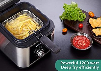 Electric Deep Fryer with Basket and Drip Hook, 2.6Qt Oil Capacity