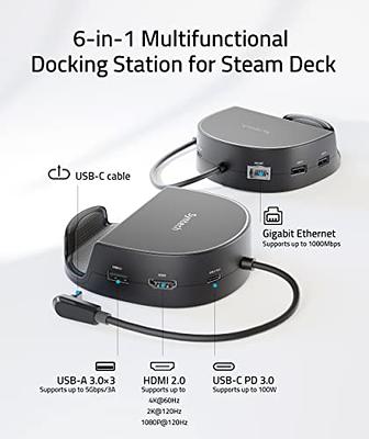  Gorrzai Steam Deck Dock - Steam Deck Docking Station with HDMI  2.0 4K 60Hz, Gigabit Ethernet, 3 USB 3.0 and 100W Charging USB-C Port  Compatible with TV, Switch, Controller, Steam Deck