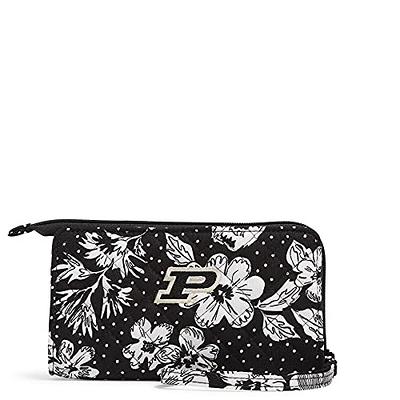 Vera Bradley Collegiate Front Zip Wristlet with RFID Protection (Multiple  Teams Available), Black-Recycled Cotton: Handbags