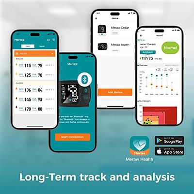  Meraw Blood Pressure Monitor Adult Cuff, Blood Pressure Cuff  Monitor Wrist, Blood Pressure Machine Home Use 5.3-8.5 Irregular Heartbeat  Monitoring APP Automatic Bluetooth High Accuracy Aspen Black : Health &  Household