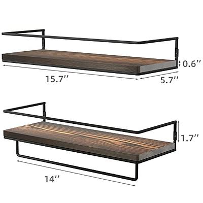 Peter's Goods Modern Floating Shelves with Rail - Wall Mounted Bathroom Wall Shelves with Towel Bar - Also Perfect for Bedroom Decor and Kitchen