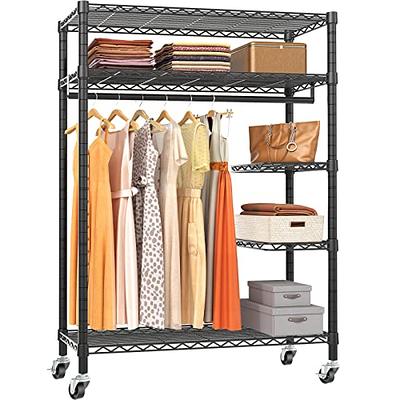 Raybee Free Standing Closet Organizer,Clothing Rack with Shelves Heavy Duty  Clothes Rack for 250+ Clothing Racks for Hanging Clothes Load 400LBS