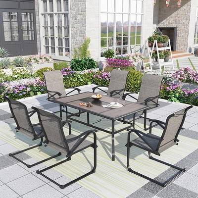 MF Studio 7 Pieces Outdoor Patio Dining Set Metal Patio Furniture