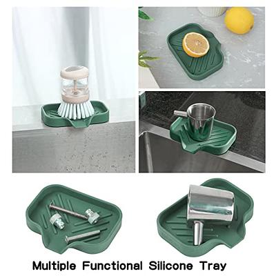 MicoYang Silicone Kitchen Sink Organizer Tray for Multiple  Usage,Eco-Friendly Sponges Holder for Kitchen Bathroom Counter or Sink,Dish  Soap