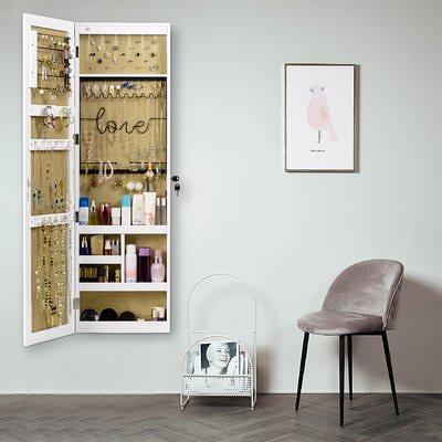 HollyHOME Jewelry Cabinet Armoire with Mirror, Lockable Jewelry Armoire  Organizer Clearance Wall/Door-Mount Hanging Armoire, Full Length Mirror for