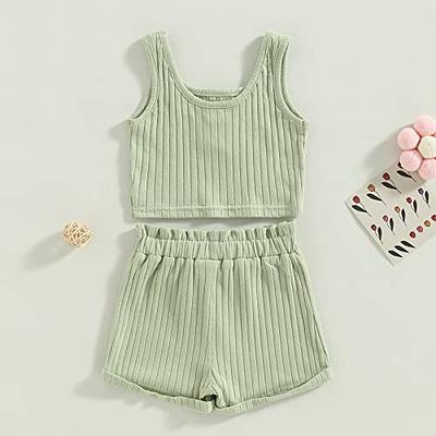 2pcs Toddler Girl Ruffled Ribbed Short-sleeve Pink Tee and Bowknot Design Shorts set