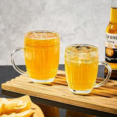 20 Oz Honeycomb Glass Beer Mugs Freezer Beer Glasses with Handle