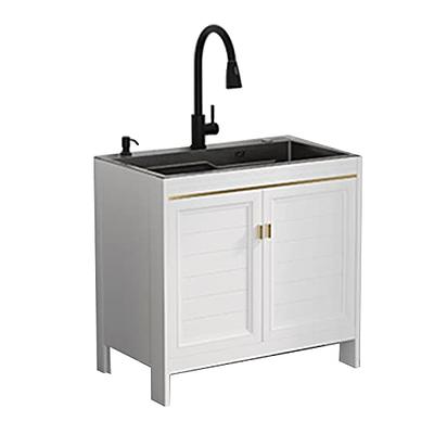 Maile Transitional 28 inch Laundry Cabinet with Pull-out Faucet and ABS Sink