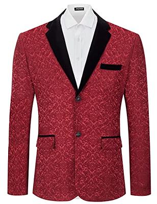 GRACE KARIN Men's Floral Tuxedo Jacket Slim Fit Velvet Suit Blazer Jacket  for Party Dinner Wedding Prom Black at  Men's Clothing store