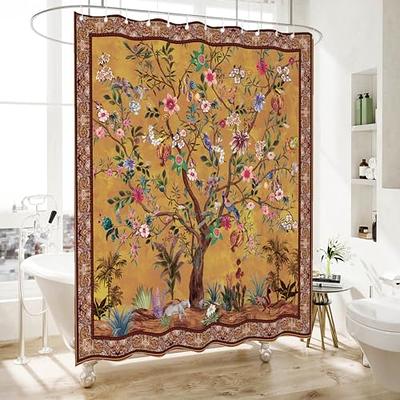 AmazerBath Floral Shower Curtain Sets, Boho Cloth Shower Curtain