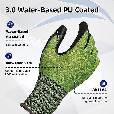 4 Pairs Safety Work Gloves Thin PU Coated Palm Industrial High Performance L