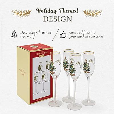 Christmas Tree Champagne Flutes Set of 4