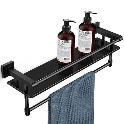 Dropship Glass Shelf For Bathroom 15.7 In Bathroom Shelves With Towel Bar  Tempered Glass Shelves With 4 Removable Hooks For Wall(2 Tier) to Sell  Online at a Lower Price