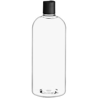 16 oz Clear Boston Round Glass Bottle with Black Cap