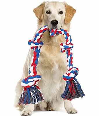 Interactive Dog Toys - Extendable Flirt Pole with 2pcs Braided Rope Tugs  for Dog Outdoor Entertainment, Train and Exercise 