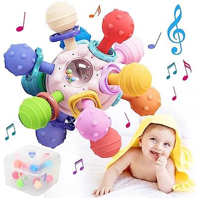 Baby Toys 3-6 Months Baby Teething Toys for Babies 0-6-12 Months 4 Textures, Infant Toys Baby Toys 6 to 12 Months 0-3 Months, Baby Rattle Baby Teether