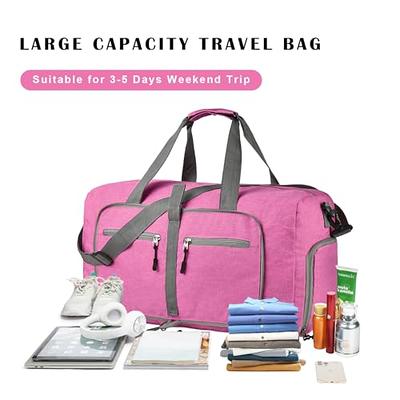 Purple Travel Duffle Bag With Shoes Compartment, Large Capacity