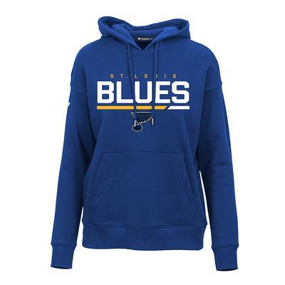 Men's Antigua Blue St. Louis Blues Metallic Logo Victory Pullover Hoodie Size: Extra Large
