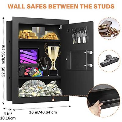 33.46 Tall Fireproof Wall Safes Between the Studs 16 Centers, Electronic  Hidden Safe with Removable Shelf, Home Safe for Firearms, Money, Jewelry