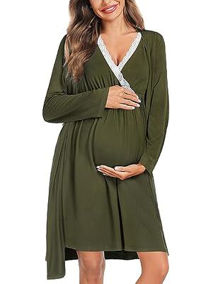 SWOMOG Women's Maternity Robe Set 3 in 1 Labor Delivery Nursing Nightgown 2  Piece Nursing Dress Lace Bathrobe for Breastfeeding - Yahoo Shopping