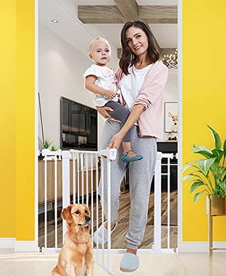 COMOMY 29.5-43.3 Baby Gate Extra Wide for Stairs Doorways, Auto Close Dog  Gates for The House, Pet Gates with Walk Through Door, Durable Metal