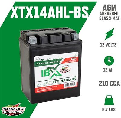 Interstate Batteries YTX14AHL-BS 12V 12Ah Powersports Battery 210CCA AGM  Rechargeable Replacement Battery for Motorcycles, Snowmobiles, Jet Skis,  Scooters, ATVs (XTX14AHL-BS) - Yahoo Shopping