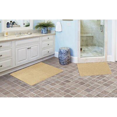 Lavish Home Memory Foam Striped Extra Long Bath Mat - Taupe