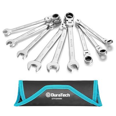 DURATECH Extra Long Flex-Head Ratcheting Wrench Set, Double Box