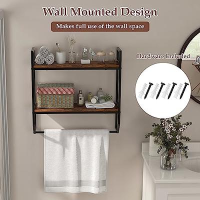 Bathroom Towel Organizer Storage Wall Mounted Shelf with Towel Bar