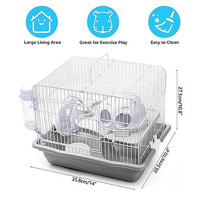 BNOSDM Hamster Cage Mouse Cage with Accessories Food Bowl Water Bottle 2  Layers Transparent Small Hamster Habitat for Dwarf Hamsters Mice