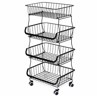 Oceanstar Stackable Metal Wire Storage Basket Set for Pantry, Countertop,  Kitchen or Bathroom - Black (Set of 2) BSM1804 - The Home Depot