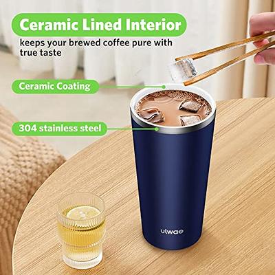 Reusable Coffee Cup with Lid and Handle - Stainless Steel Insulated Coffee  Mug for Hot & Cold Drinks - Ideal Travel Mugs - 100% Leak-Proof Tumbler 