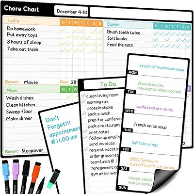 Chore Board | 12x17 Magnetic Dry Erase Chore Chart Reward Chart for Kids  and Adults with 4 Dry Erase Markers | Chore Chart for Kids Multiple Kids