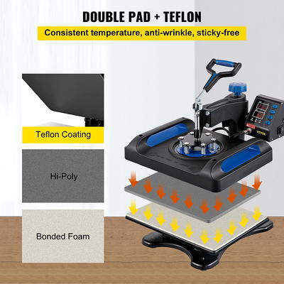 VEVOR Heat Press, 5 in 1 Heat Press Machine Machine 12x15, Clamshell Sublimation Transfer Printer Fast Heat-up, Digital Precise