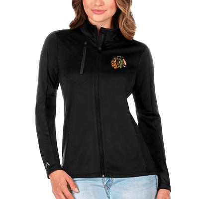 Women's Antigua Heathered Gray Chicago Bears Wordmark Victory Full-Zip Hoodie Size: Small