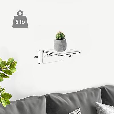 VOSAREA 4 Pcs Collapsible Shelf Acrylic Floating Wall Shelves Self Adhesive  Wall Shelf Small Stick Shelf Phone Sticky Shelf Plastic Wall Shelf Kitchen