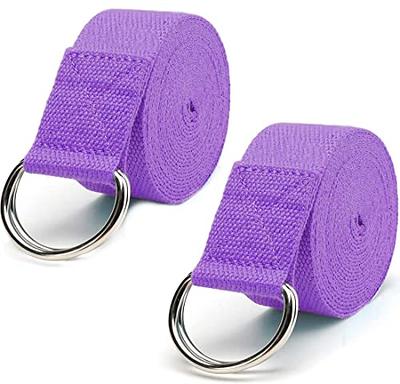 2 Pack Yoga Strap (6ft) Stretch Band with Adjustable Metal D Ring