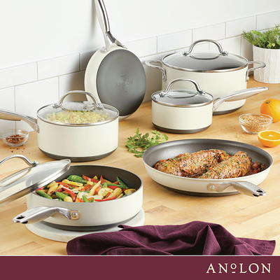 Anolon Achieve Hard Anodized Nonstick Cookware Pots and Pans Set, 10-Piece,  Cream - Yahoo Shopping