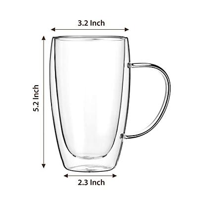 15 oz Double Walled Glass Coffee Mugs, 2 Packs Clear Coffee Mugs with Lids Insulated Coffee Cups with Handle Perfect for Cappuccino,Tea,milk