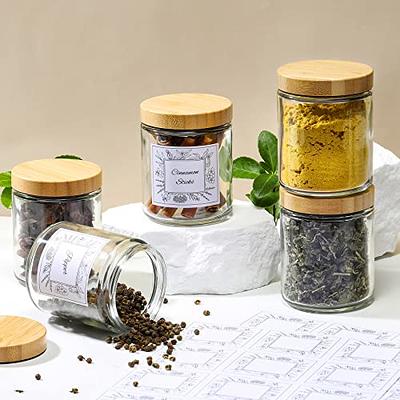 Design Inn 12 Airtight Glass Spice Jars with Bamboo Lids 8oz Spice Bottles  White Spice Jars With Label & Spoon