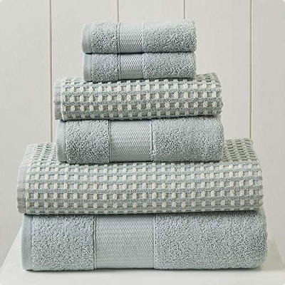 Modern Threads 2-Pack Reversible Contrast Stripe Bath Mat Set - Taupe