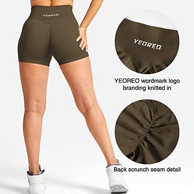 YEOREO Scrunch Butt Workout Shorts Women 3.5 Seamless V Cross Waist Sport  Gym Amplify Shorts